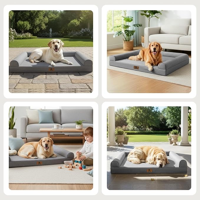 Sytopia 42 Inch Indestructible Dog Beds for Large Dogs, Big Chew Proof Orthopedic Egg Crate Foam Pet Bed with Washable Removable Cover and Anti-Slip Bottom, Grey - Image 8