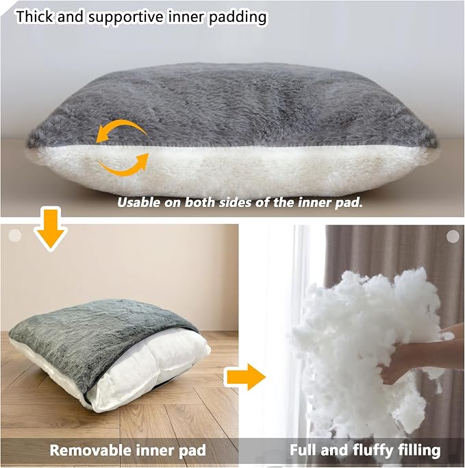 Cat Bed for Indoor Cats，Foldable cat cave，Anti-Slip & Water-Resistant Bottom，cat Houses for Indoor Cats or Small Dogs, Kitten Tent, Rabbit Bed (Dark Grey, L:(17.5"×16.9"×15.9")) - Image 4