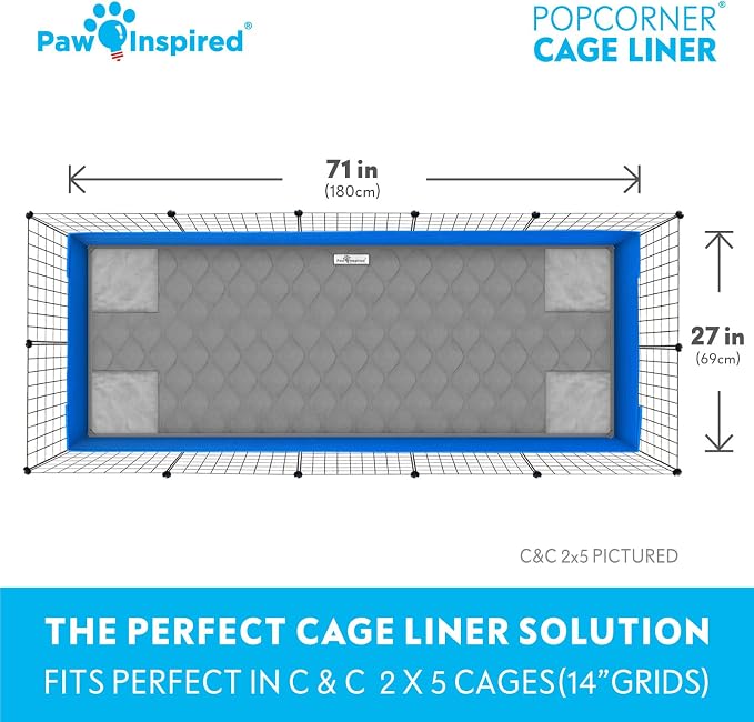 Paw Inspired PopCorner Washable Fleece Cage Liners, C&C 2x5, Gray | Reinforced Corners, Super Absorbent Mat, Bedding, Waterproof Bottom, Guinea Pigs, Ferrets, Rabbits, Hamsters, Small Animals - Image 4