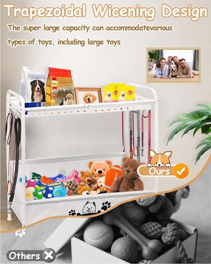 Large Dog Toy Basket,Dog Toy Bin with Storage Organizer,2-Tier Dogs Toys Box for Living Room,Dogs Cat Accessories Organizer,Durable Toys Holder Chest for Leashes - Image 2