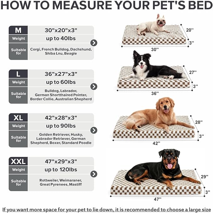 JOEJOY Dog Bed for Large Dogs, Large Orthopedic Dog Bed with Removable Washable Cover, Cute Modern Plush & Memory Egg Crate Foam Dog Bed, 36 x 27 inch, Brown - Image 5