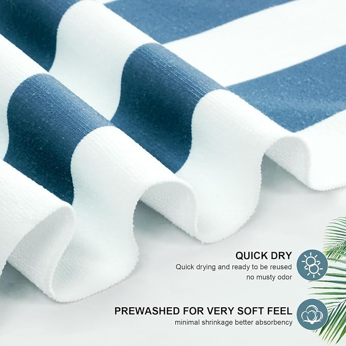 EBOOT 10 Pack Oversized Beach Towel Set Extra Large Pool Towels Microfiber Quick Dry Swim Blanket for Adult Women Men Face Hand Body Bath Travel Pool(Pastel Color,36 x 72 Inch,Cabana Stripe) - Image 3