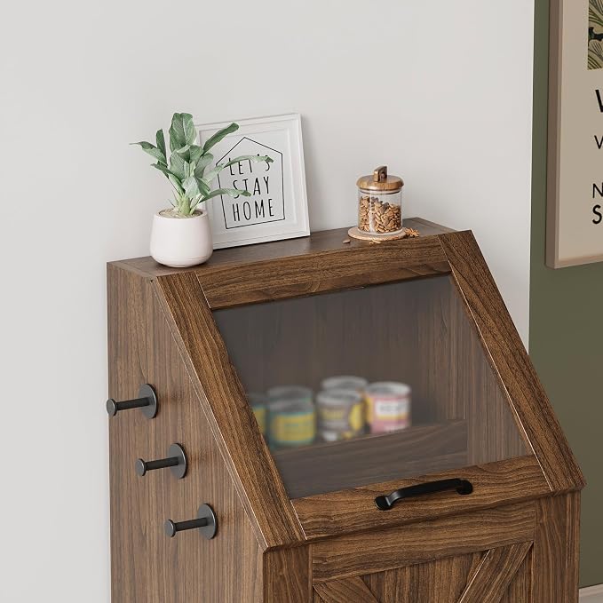 Dog Feeding Station with Storage Cabinet and 2 Elevated Dog Bowls, Hidden Pet Food Storage Organizer for Dog &Cat,Modern Dogs Furniture (Walnut) - Image 8