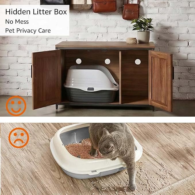 unipaws Top Opening Cat Litter Box Enclosure Furniture, Flip Top Design | XL Extra Large Cat Box, Friendly to Elderly People, High Jumbo Automatic Litter Box Cover Hidden for Large Cat - Image 2