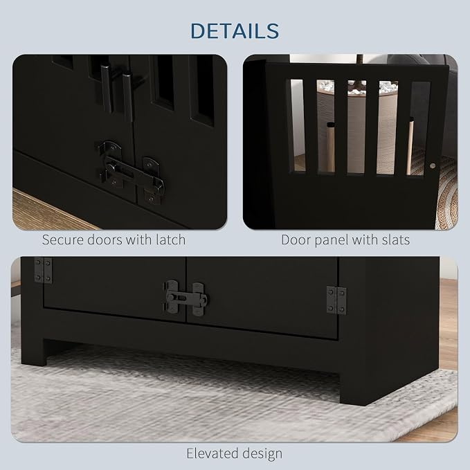 Large Elevated Dog Bowls with Storage Cabinet Containing Large 37L Capacity, Raised Bowl Stand Pet Food Bowl Dog Feeding Station, Black - Image 2