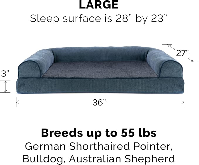Furhaven Replacement Dog Bed Cover Sherpa & Chenille Sofa-Style, Machine Washable - Orion Blue, Large - Image 3