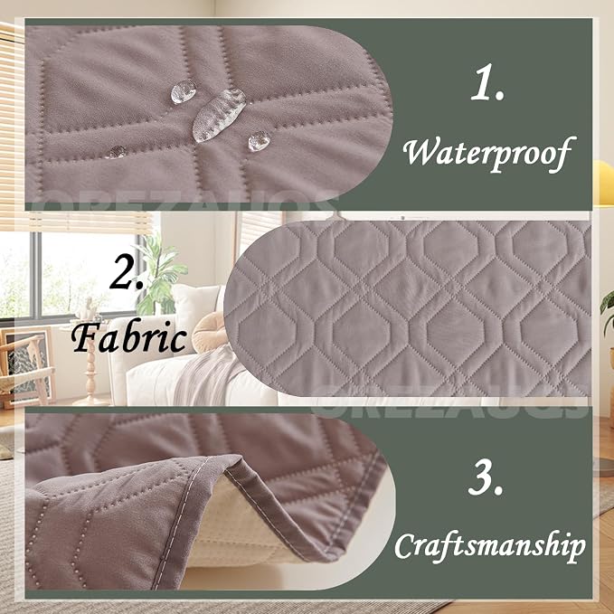Waterproof Blanket Dog Bed Cover Non Slip Large Sofa Cover Dog Blanket for Couch Protection Pet Blanket for Furniture Bed Couch Sofa Reversible (Grey,75 * 180cm) - Image 4
