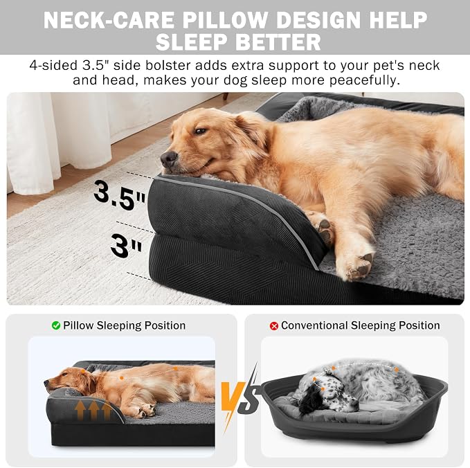 INVENHO Orthopedic Medium Dog Dogs, Egg-Crate Foam Dog Couch with Washable Removable Cover, Waterproof Lining and Nonskid Bottom - Image 5