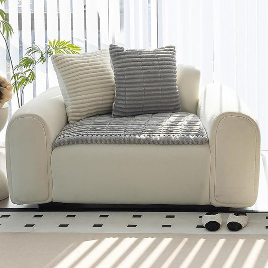 Sofa Couch Cover, Sofa Covers for Dogs Washable, Non-Slip Striped Sofa Slipcovers for Sectional Sofa, Sofa Cover Furniture Protector for L Shaped(Light Grey, 27.6"x 27.6") by MDSASFD