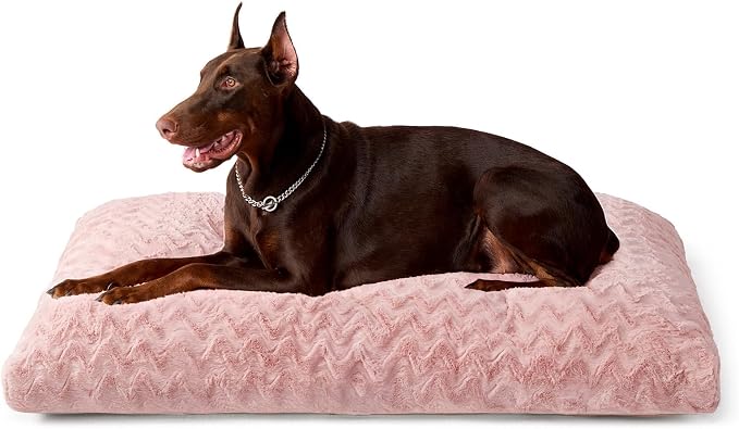 EHEYCIGA Washable Dog Bed for Crate 44x32 Inch, Anti-Slip XL Plus Kennel Pad for Extra Large Dogs Up to 85 lbs, Plush and Comfy Pet Sleeping Mat, Pink by EHEYCIGA