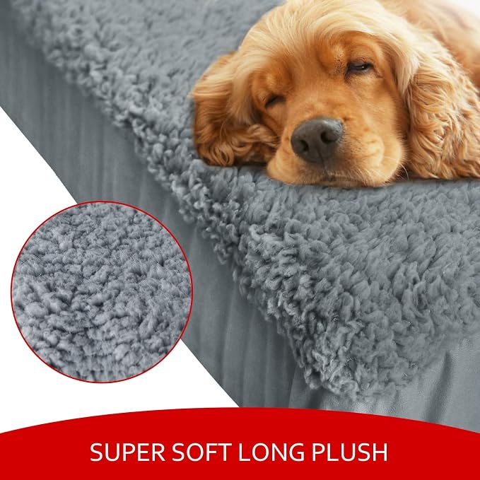 Dog Bed Covers 2 Pack Soft Plush Replacement Washable, Waterproof Pet Mattress Bed Liner Grey 54x44 Inches, for Dog/Cat, Cover Only - Image 2