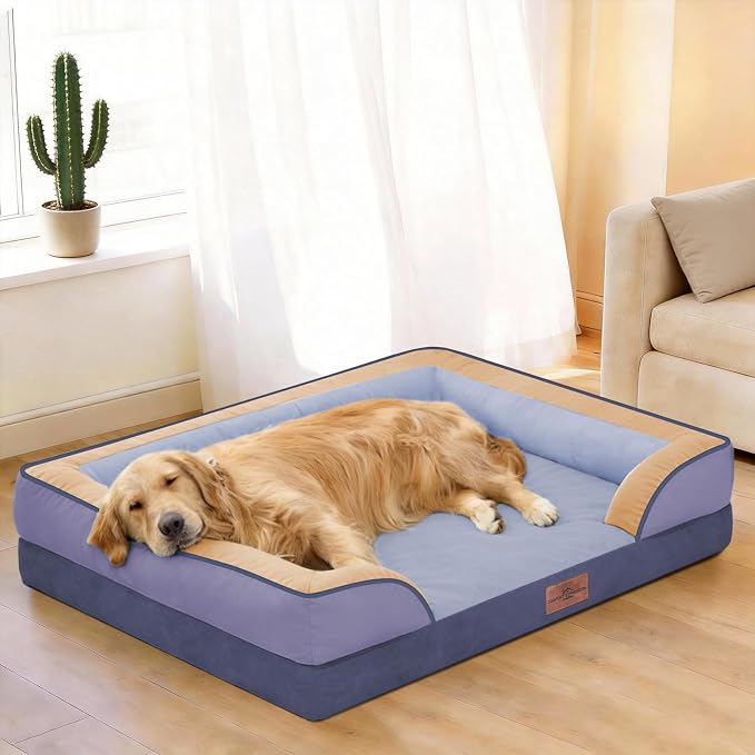 Comfort Expression Orthopedic Dog Beds for Large Sized Dog with Bolster | Waterproof Dog Couch Bed with Washable Cover & Non-Slip Bottom, Supportive Egg Crate Foam Large Pet Bed, 36x27 Inch - Image 2