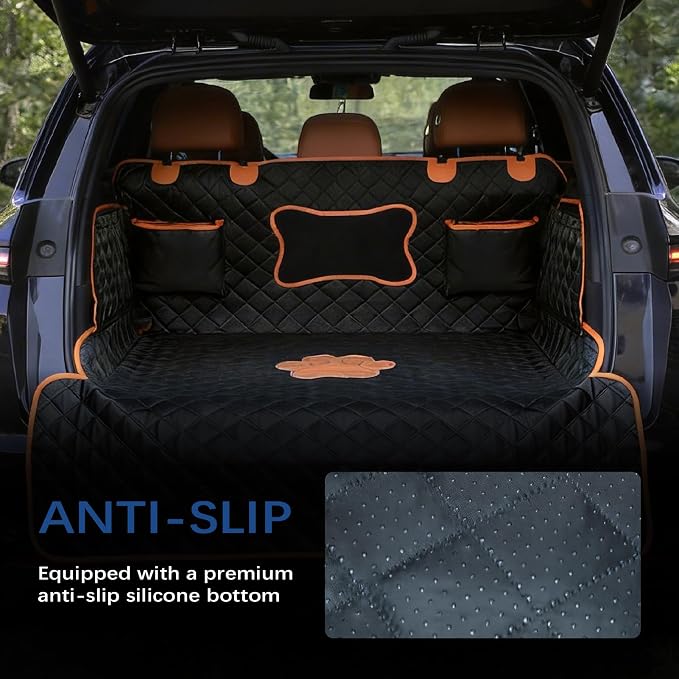 SUV Cargo Liner for Dogs,Waterproof Dog Trunk Cover for Full-Size SUVs | Waterproof PU Leather | Fits Full-Size SUVs | 19.69" Side Flaps | 19.69" Bumper Flap - Image 5