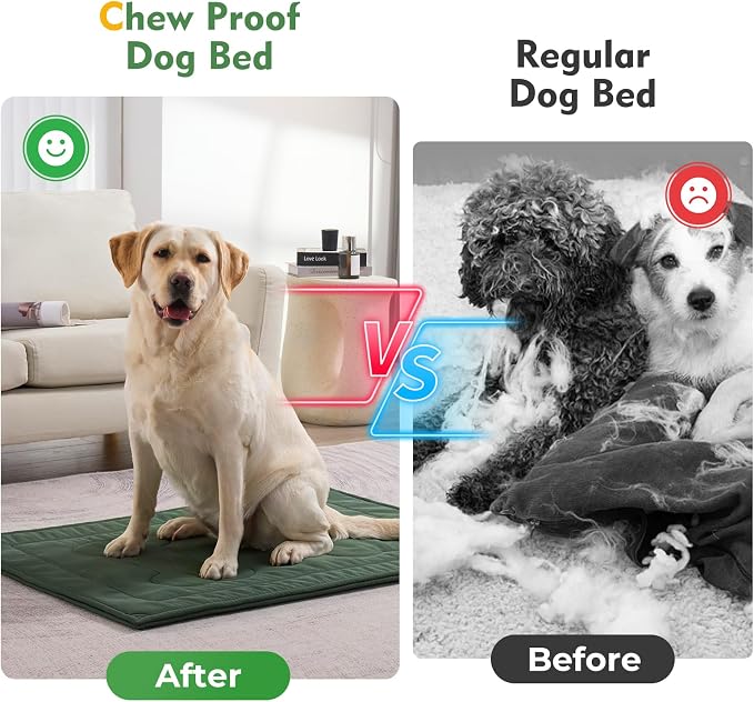 Chew Proof Indestructible Dog Crate Pad,Small (18"x29"),Green | Durable,for Aggressive Chewers,Tough,chew resistant, non chewable,Machine Washable & Waterproof,Indoor Outdoor - Image 5