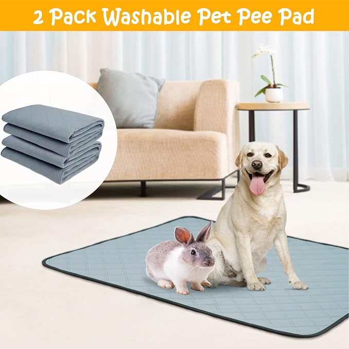 2 Pack Guinea Pig Cage Liners Washable Guinea Pig Bedding Waterproof | Super Absorbent | Non Slip | Reusable Guinea Pig Pee Pads for Small Animals Rabbit Hamster Rat - for Midwest 48" x 24" - Image 6