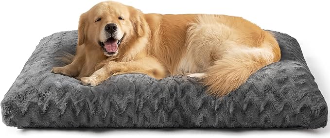 EHEYCIGA Washable XL Dog Bed for Crate 41x27 Inch, Kennel Pad for Extra Large Dogs Up to 65 lbs, Plush and Comfy Pet Sleeping Mat, Charcoal by EHEYCIGA