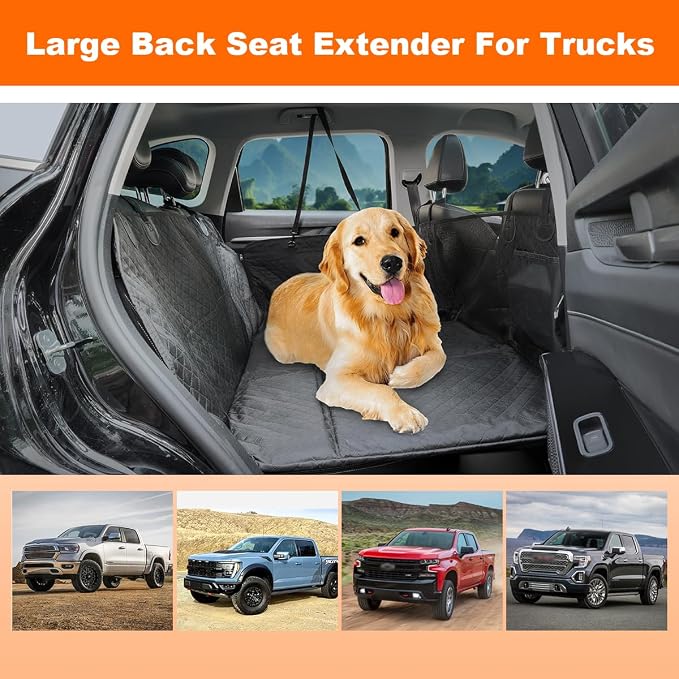 Vailge Dog Car Seat Cover for Trucks,Large Back Seat Extender for Dogs,Waterproof Non Inflatable Hard Bottom Dog Seat Cover for Trucks F150, RAM1500,Silverado,GMC Sierra - Image 4