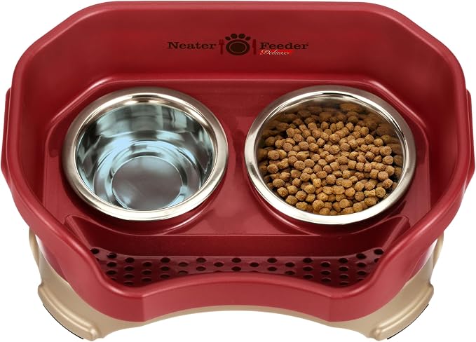Neater Pet Brands Neater Feeder Deluxe Mess Proof Dog Bowls Elevated for Small Dogs Under 19 lbs, Made in USA, No Spill Raised Dog Food Bowl Stand Feeding Station, Food and Water Bowl Set, Cranberry - Image 8