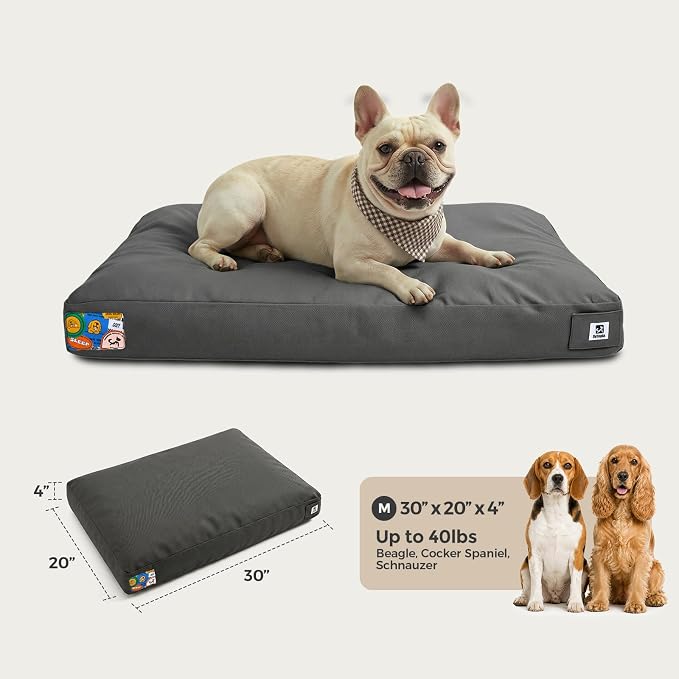 Sytopia 30 Inch Canvas Outdoor Dog Bed for Medium Dogs, Durable Dog Bed with Waterproof Machine Washable Removable Cover, Indoor Patio Pet Pad for Crate, Dark Grey - Image 5