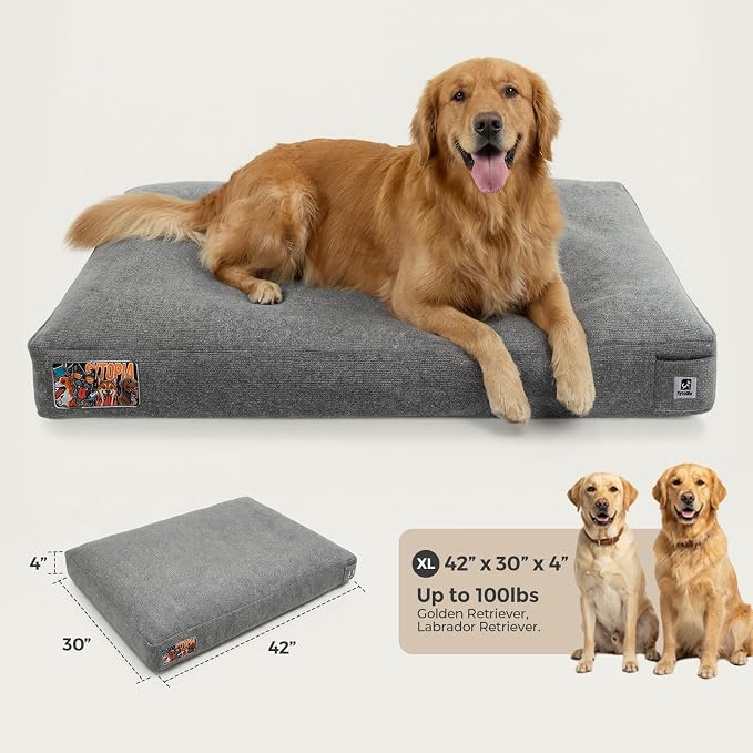Sytopia 42 Inch Indestructible Durable Dog Beds for Extra Large Dogs, Chew Proof Waterproof Pet Crate Pad with Machine Washable Removable Cover, Great for Indoor, Outdoor, Crate, Patio Use, Grey - Image 6