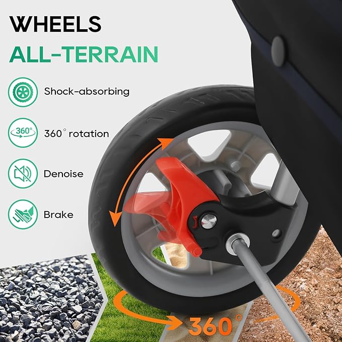 BestPet | 3-Wheel Pet Stroller | Dog and Cat Stroller | Breathable Mesh | Lightweight Travel Carrier | Waterproof & Foldable Design | Storage Basket | Black | for Daily Walks & Outdoor Use