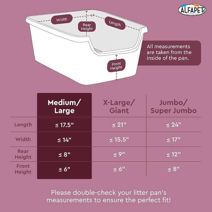 Alfapet Cat Litter Box Liners Large 12 Count - Tear-Resistant Cat Litter Bags - Waterproof Kitty Litter Liners - Fits Litterbox Pan Sizes Medium and Large, 31" x 17", 20 lb Capacity - Image 5