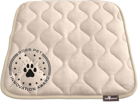 Paw Inspired Washable Padded Crate Mats for Dogs | 23” x 17” Pad, Fits 24-inch Kennels | Leakproof, Waterproof Bottom, Plush Pet Beds (Tan) by HOME
