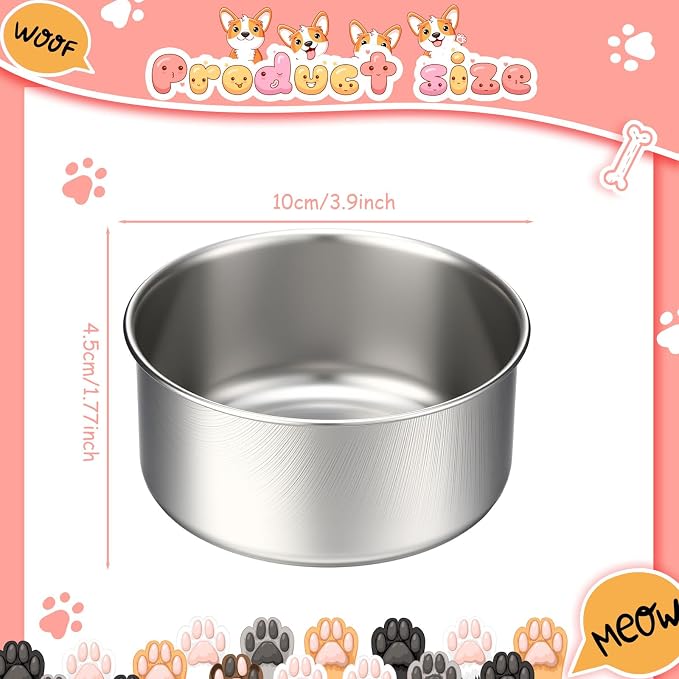 Silkfly 14 Pack Stainless Steel Hanging Dog Crate Bowls, Non-Spill Kennel Food & Water Bowls with Screw Clamp Holders, Removable, Easy to Clean Metal Cage Feeder for Pets(12 oz) - Image 2