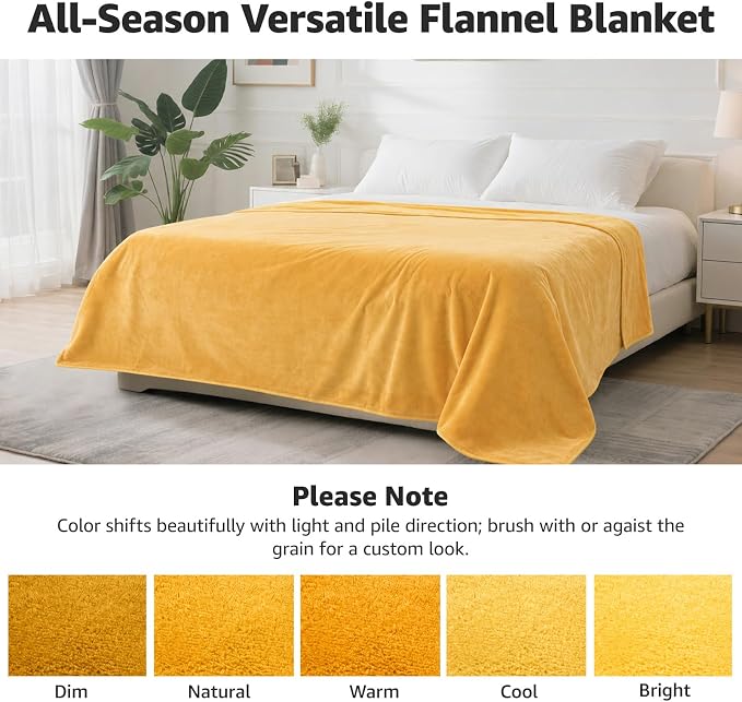 LOOBANI Waterproof Blanket for Bed, Flannel Twin Size 60"x80", Yellow | Double-Side Leak-Proof, Reversible, Stain-Proof Cover for Sofa Bed Protection, Ideal for Rest Movie Time, Camping, Travel - Image 7
