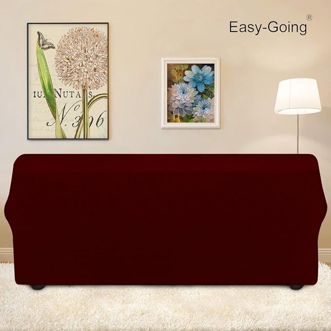 Easy-Going Stretch Oversized Sofa Couch Slipcover Washable Wine | 1-Piece Extra large Sofa Cover Furniture Protector Couch Soft with Bottom for Kids, Polyester Spandex Jacquard - Image 4