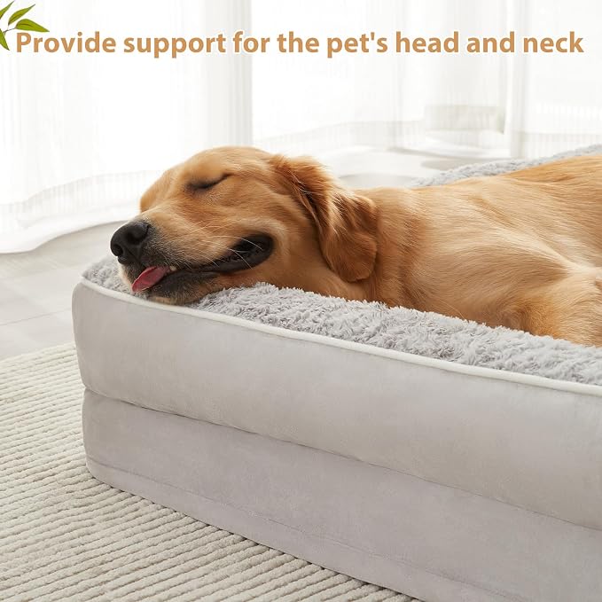 BFPETHOME Orthopedic Washable Extra Dog Beds for Large Dogs, Sleeping Couch | Deluxe Plush Rose Velvet Washable Removable Cover, Egg Crate Foam Support, Waterproof Lining, Non-Slip Bottom, Senior Dogs - Image 2