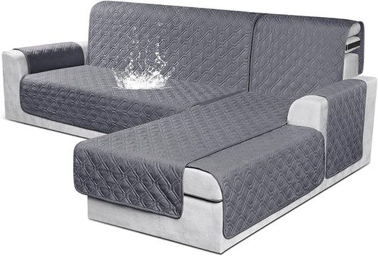 VANSOFY Sectional Couch Covers 100% Waterproof L Shaped Sofa Slipcover 3pcs Reversible Chaise Lounge Cover for Sectional Sofa Furniture Protector Cover for Pets Dog Cat(Small, Dark Gray) by VANSOFYFURNITURECOVERS