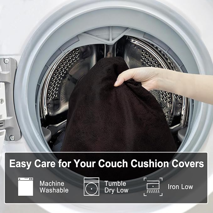 ANARACHON Leather Look Couch Cushion Covers Sofa Seat Slipcovers Sets Couches Furniture Protector for Sectional Armchair Loveseat Pets Kids Stretch Spandex Fabric (1 Cushion Loveseat, Chocolate) - Image 9