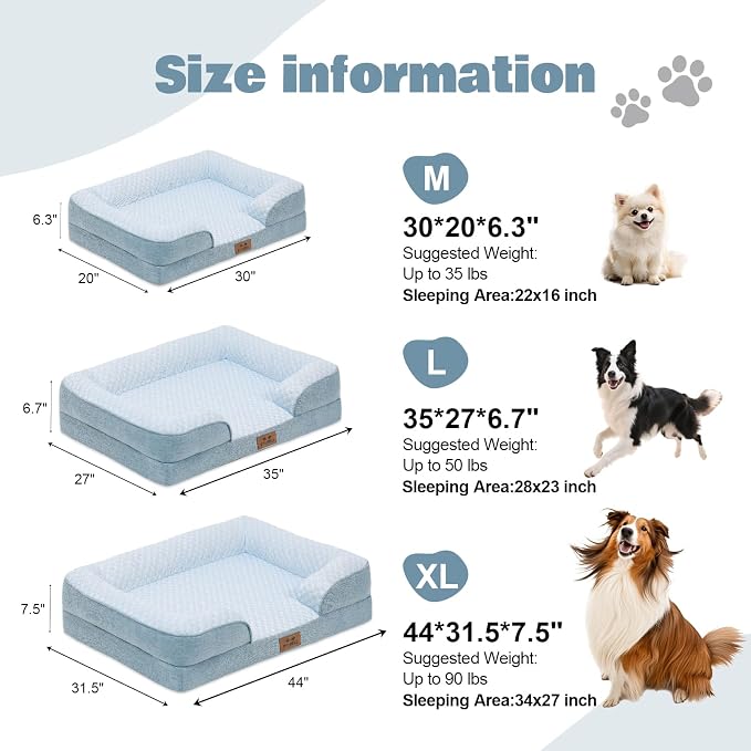 Orthopedic Dog Bed Large Sized Dog with 2 Pack Removable Washable Covers - Soft Plush & Cooling Surface, Waterproof Dog Bed 36 Inch Pet Bed with Egg-Crate Foam and Non-Skid Bottom - Image 3