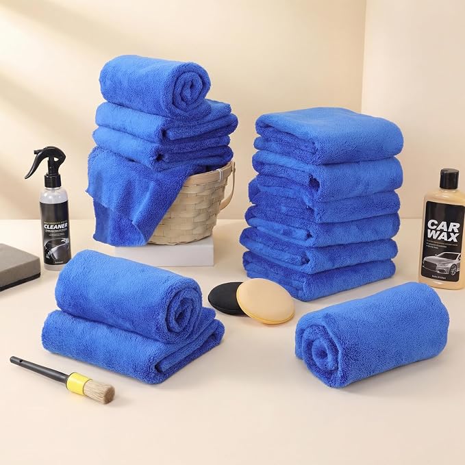 Shimeyao 30 Pcs 16 x 24 Inch Edgeless Microfiber Plush Towels for Cars Detailing Drying Wash Polishing Absorbent Cleaning Cloths, 500 GSM (Dark Blue) - Image 5