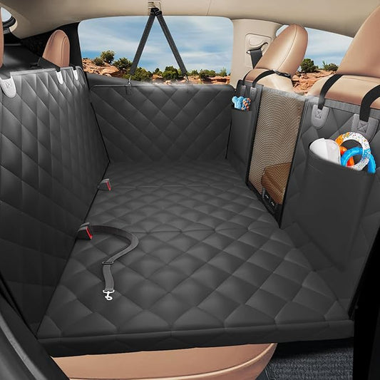 Back Seat Extender for Dogs-Large Space, Hard Bottom Egg Crate Foam Soft Dog Car Seat Cover, Sturdy Backseat Extender for Dogs, Waterproof Pet Car Bed Dog Hammock for Car, SUV, Truck by ROUWINNE