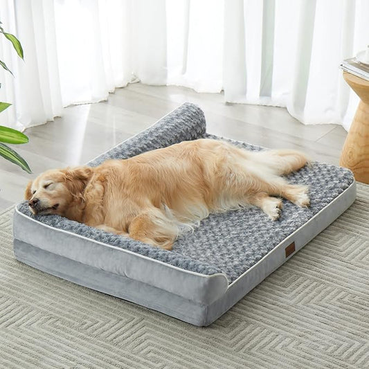 BFPETHOME Orthopedic Dog Bed for Large Size Senior Dogs with Washable Cover | 42x30 Inch. Egg Crate Foam Support, Waterproof Lining, Non-Slip Bottom, Comfy Sleeping Couch Bed for Big & Senior Dogs, Gray by BFPETHOME