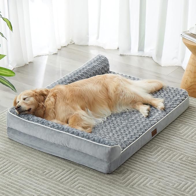 BFPETHOME Orthopedic Washable Dog Bed, Sleeping Couch for Large Senior Dogs | 36x27 Inch Deluxe Plush Rose Velvet Washable Cover, Egg Crate Foam Support, Waterproof Lining, Non-Slip Bottom, Senior Dogs by BFPETHOME