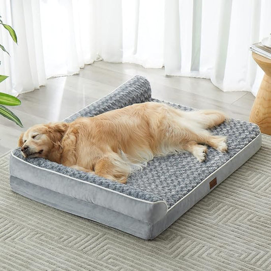 BFPETHOME Orthopedic Washable Dog Bed, Sleeping Couch for Large Senior Dogs | 36x27 Inch Deluxe Plush Rose Velvet Washable Cover, Egg Crate Foam Support, Waterproof Lining, Non-Slip Bottom, Senior Dogs by BFPETHOME