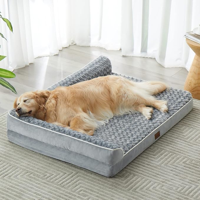 BFPETHOME Orthopedic Dog Bed for Large Size Senior Dogs with Washable Cover | 42x30 Inch. Egg Crate Foam Support, Waterproof Lining, Non-Slip Bottom, Comfy Sleeping Couch Bed for Big & Senior Dogs, Gray - Image 8