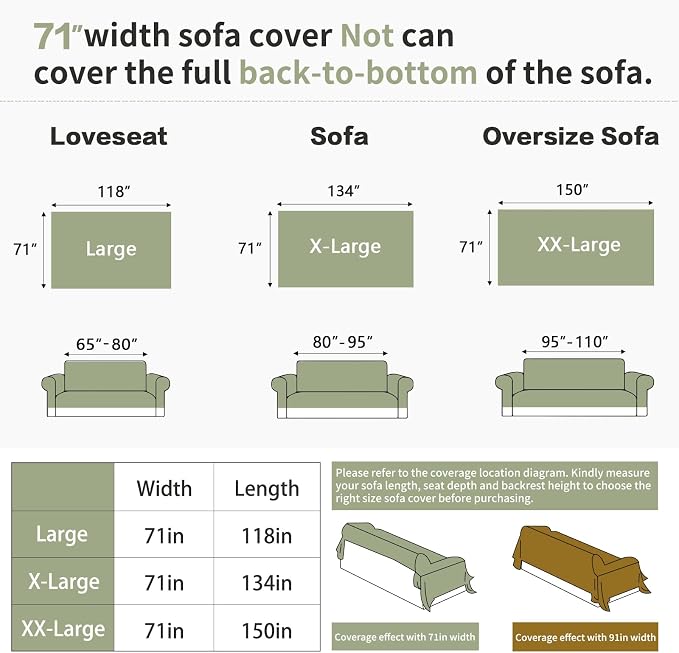 DREAMINGO Bubble Textured Cooling Sofa Cover, Ice Silk Breathable Couch Cover Blanket for Pet & Hot Sleepers, Washable Furniture Protector for 2 Cushion Couch, Sage Green, Large 71"x118" - Image 2