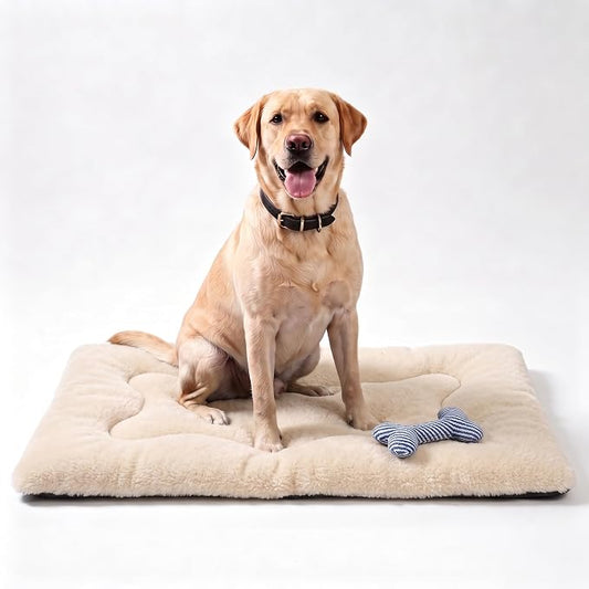Dog Bed 42" for Metal Crate Pad,Washable Sleeping Mat for Medium/Large Pets | Soft faux rabbit fur, non-slip,machine wash/dry, plush cushioning, for crates, floors & travel, multiple sizes for all breeds by Poimerk