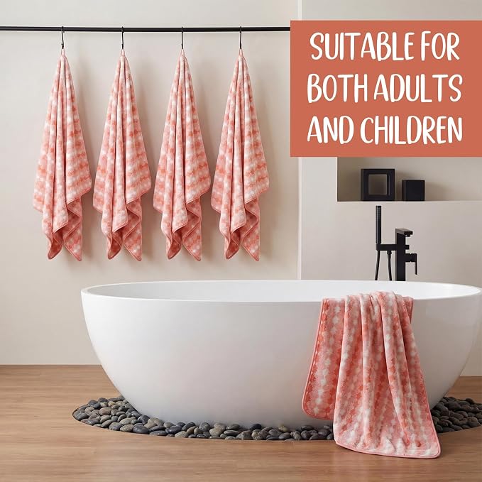 SmoothNovelty 16 Pack Microfiber Bath Towels Bulk 27'' x 60'' Oversized Size Bath Towel Highly Absorbent Extra Large Soft Drying for Beach Shower Summer Salon Sport Gym Party (Cone,Orange) - Image 5