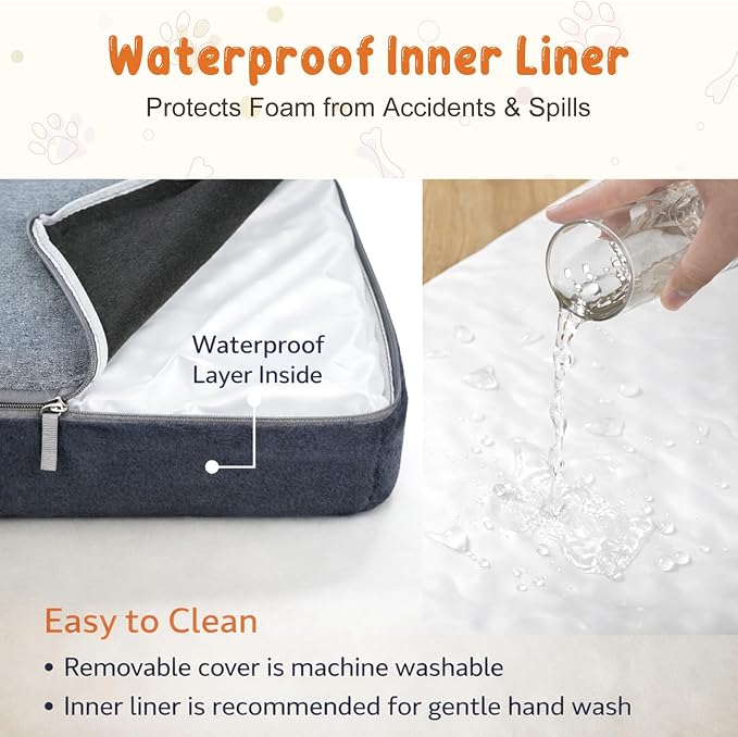 EMPSIGN Stylish Dog Bed Mat Dog Crate Pad Mattress Reversible (Cool & Warm), Water Proof Linings, Removable Machine Washable Cover, Firm Support Small to XX Large Dogs, Grey,XL(41''''*28''''*3'''') | Reversible(Cool & Warm), Waterproof Linings, Removab... - Image 5