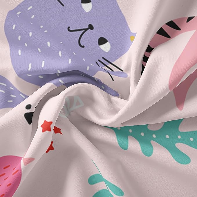 QOOMO Kawaii Cats Comforter King Size,Pink Cats Kids Comforter Set,3Pcs Bedding Set Printed Comforter with 2 Pillowcases,Down Alternative,Soft and Lightweight,for All Seasons - Image 7