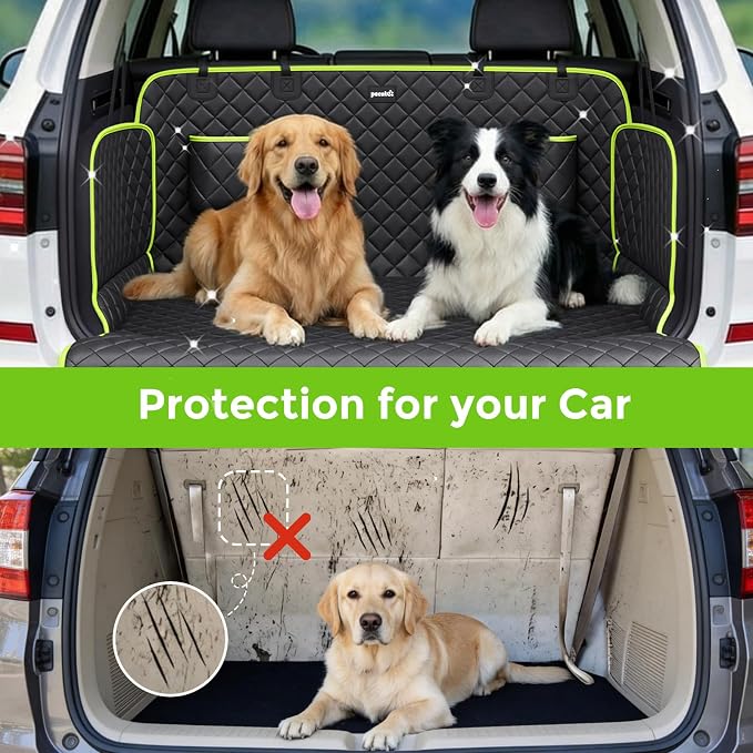 SUV Cargo Liner for Dogs, Upgraded Scratch-proof Leather 14.17" Heightened Side Flaps, 53.15" x40.55" Waterproof Non-Slip Trunk Liner with Bumper Flap, Universal Fit for SUVs Sedans Vans 3-Row SUV - Image 3