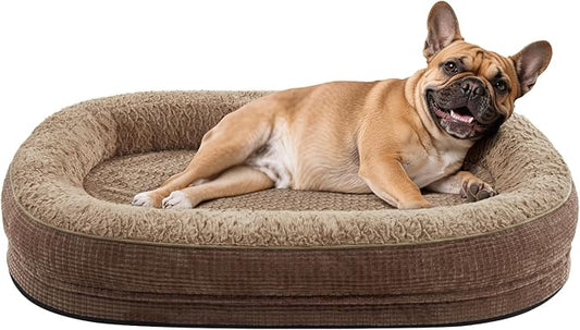 JOEJOY Orthopedic Dog Bed for Medium Dogs, Egg-Crate Memory Foam Pet Bed with Bolster Sides, Waterproof Lining, Removable Washable Cover & Non-Slip Bottom, Brown by JOEJOY