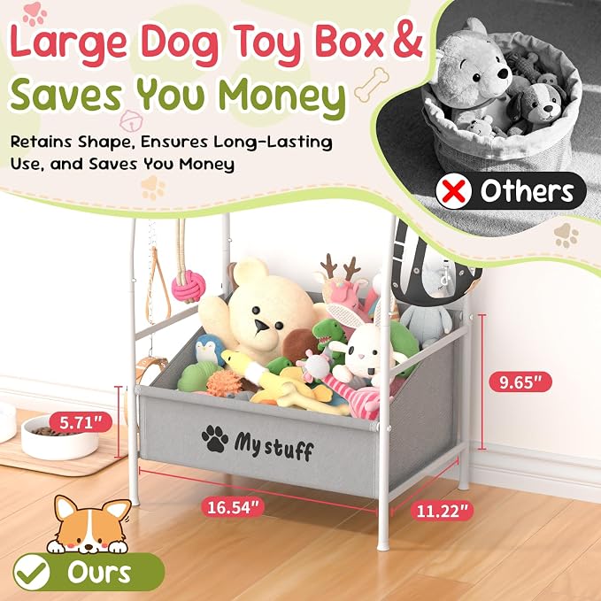 Kaiferty Medium Dog Toy basket, Toy Box for Dogs, Pet Toys Bin Dog Metal Wire Basket for Toys, Food Storage, Storage Organizer Chest Storage, Toy Box for Living Room Area (White) - Image 4