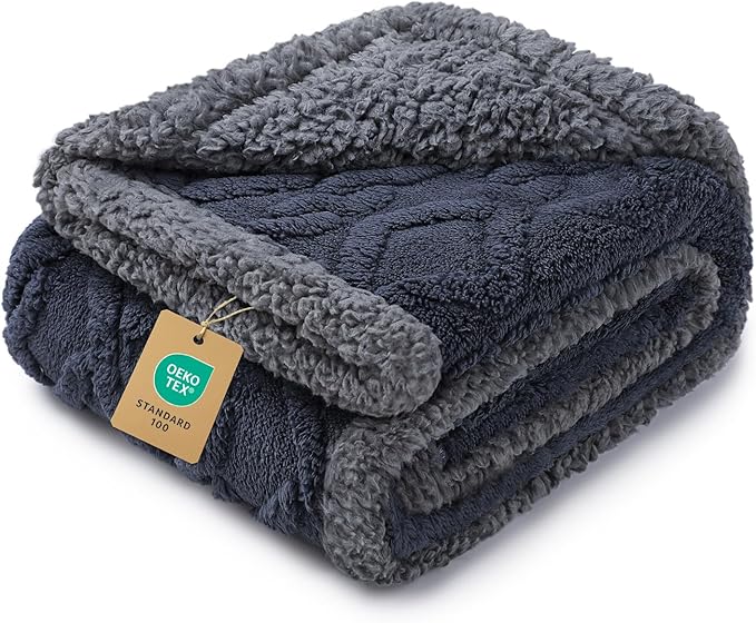 Luciphia Waterproof Blanket for King Bed Reversible Fleece Couch Cover | Reversible waterproof pet blanket with soft Sherpa fleece machine washable protect couch bed car, Dark Grey 100" x 82" by luciphia