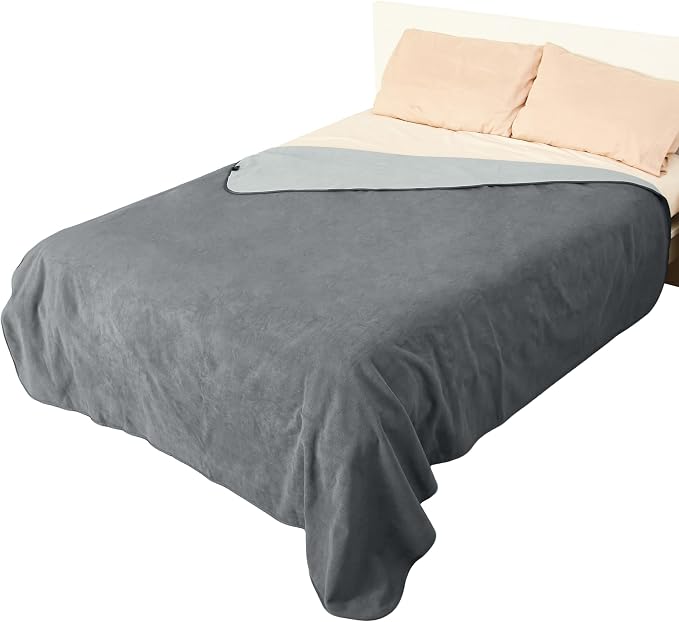 Catalonia Waterproof Bed Blanket, Washable Reversible Furniture Protector | Grey/Grey Double-Sided Fleece, Leakproof Protection for Bed, Sofa and Couch, Resists Spills, Stains and Everyday Messes by Catalonia